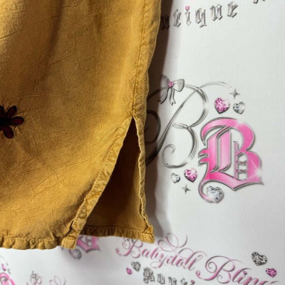 Tradition plus shirt button up western vintage embroidery floral tan belted luxe - Picture 8 of 10